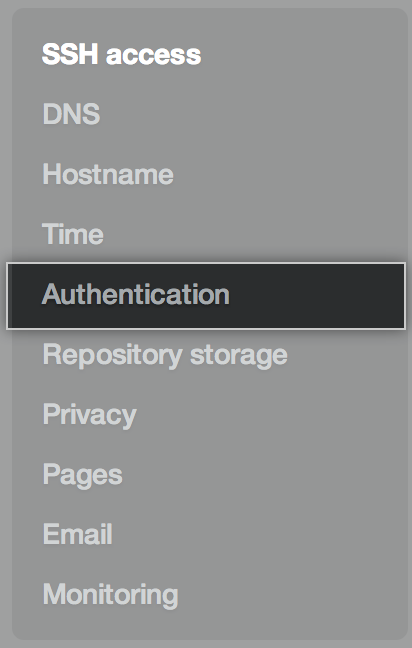 Authentication tab