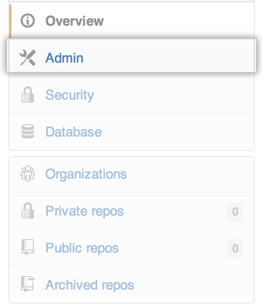 User admin tab