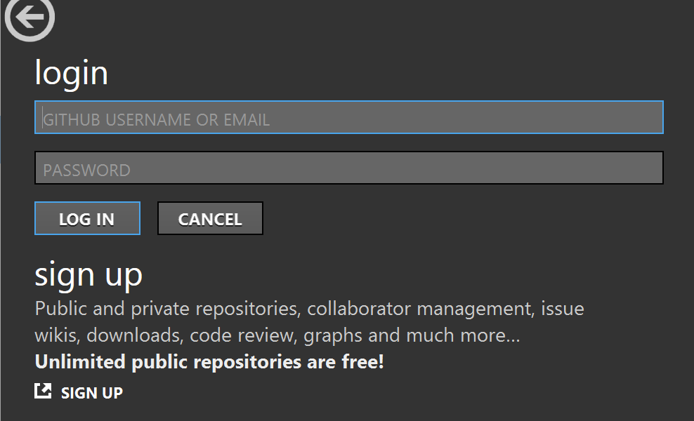 GitHub for Windows sign in screen