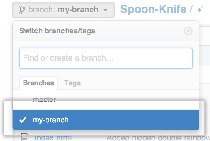 Branch selection dropdown