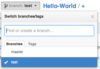 Branch dropdown menu