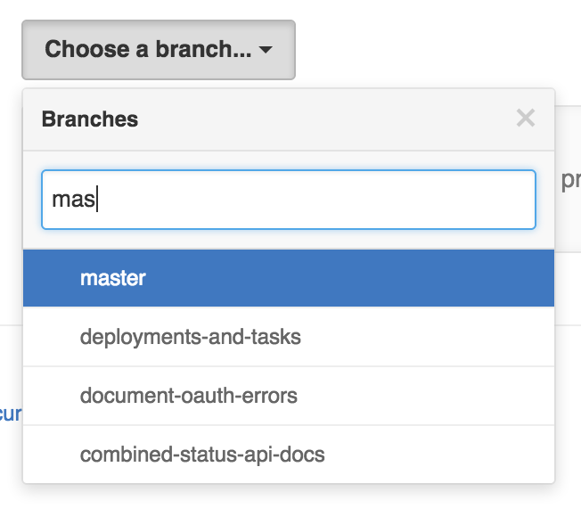 Selecting a protected branch drop-down menu