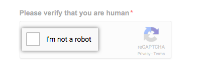 reCAPTCHA verification box