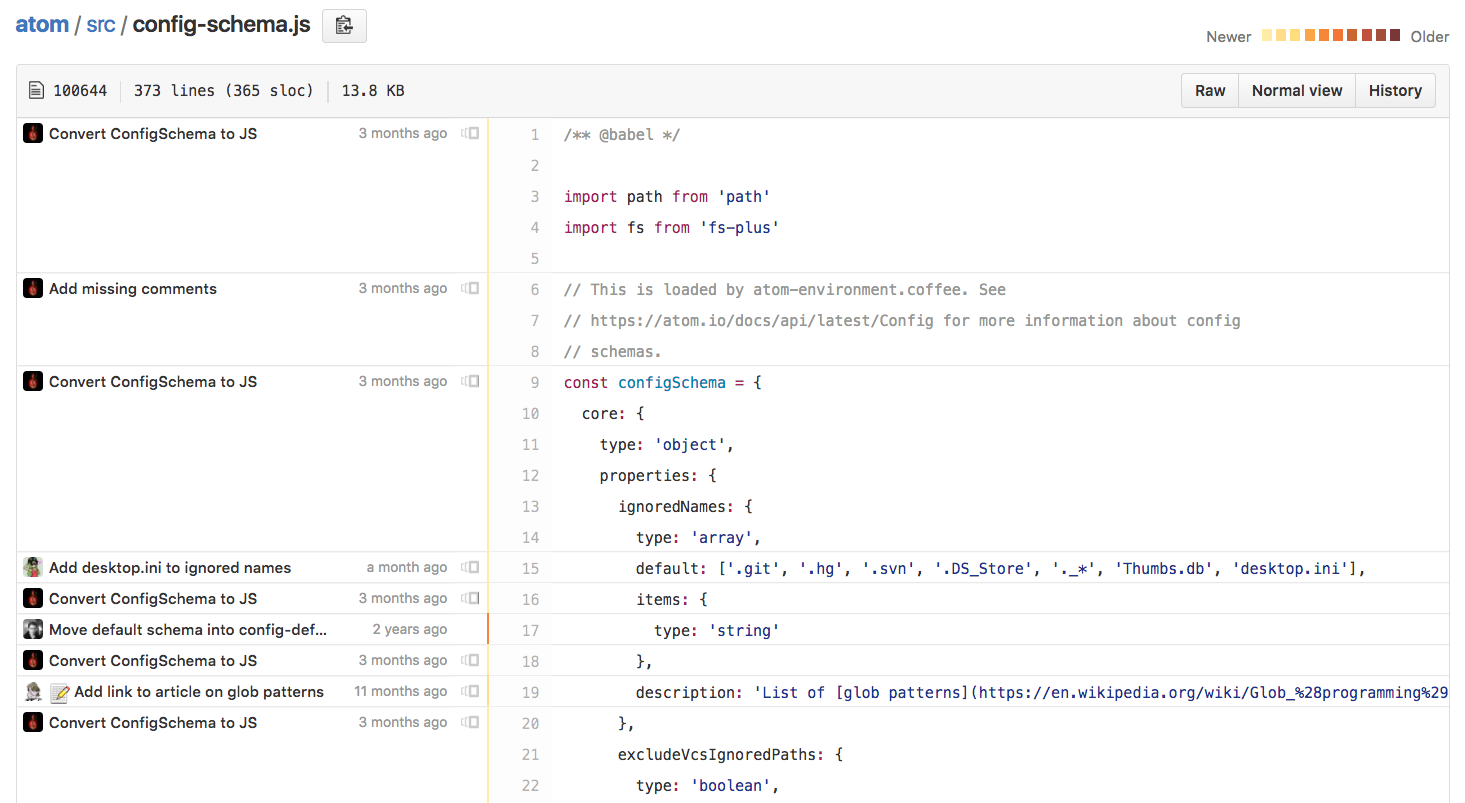 Git blame view