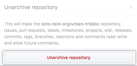 Archive repository button