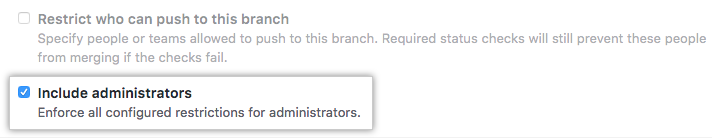 Include administrators checkbox