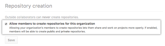 Checkbox to allow members to create repositories