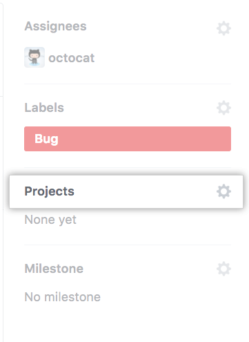 Project board button in sidebar