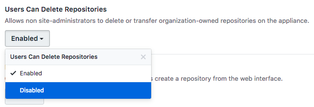 Users can delete organizations drop-down