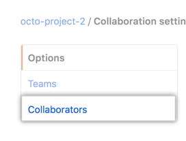 Collaborators menu option in left sidebar