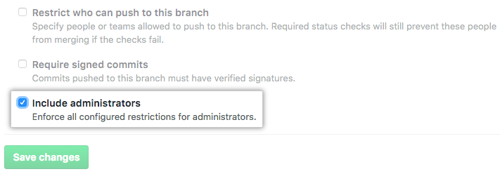 Include administrators checkbox