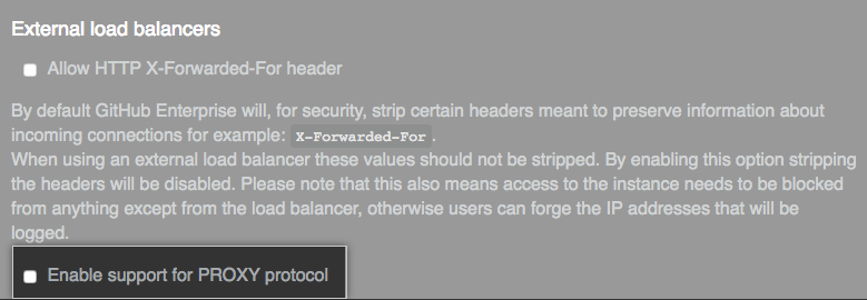 Checkbox to enable support for PROXY protocol