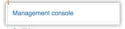 Console de gerenciamento tab in the left sidebar