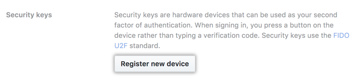 Registering a new FIDO U2F device