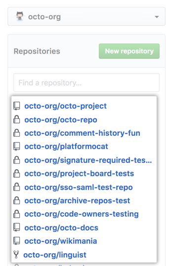 Lista de repositórios em que você é mais ativo na sua organização