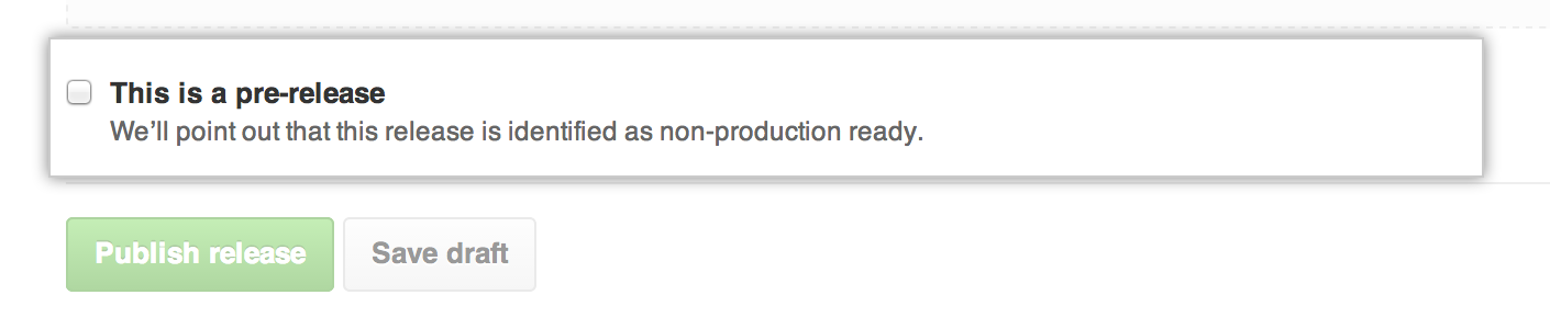 Checkbox to mark a release as prerelease