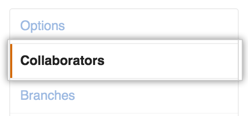 Repository settings sidebar with Collaborators highlighted