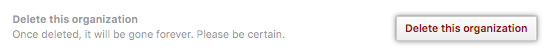 Delete this organization button