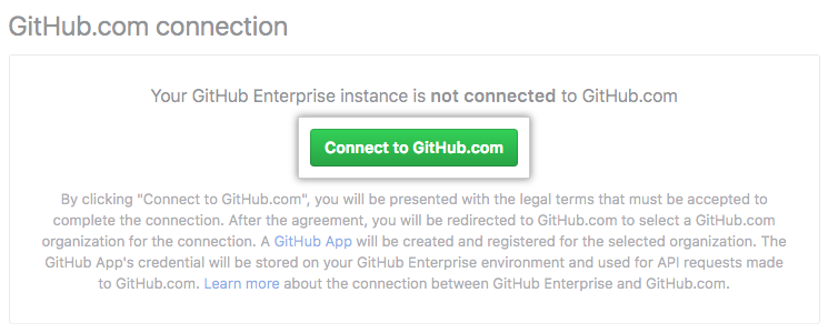 Connect to GitHub.com button