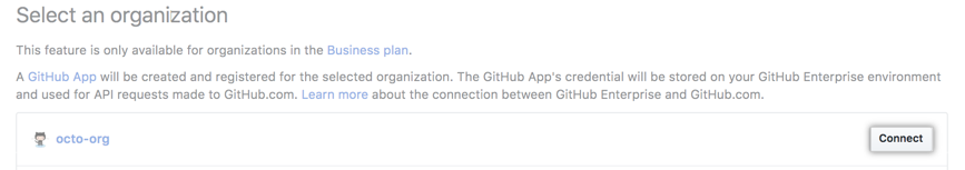 Connect button next to organization on GitHub.com