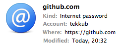 GitHub Password Entry in Keychain