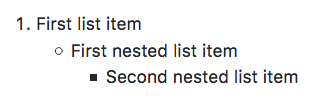 List with two levels of nested items