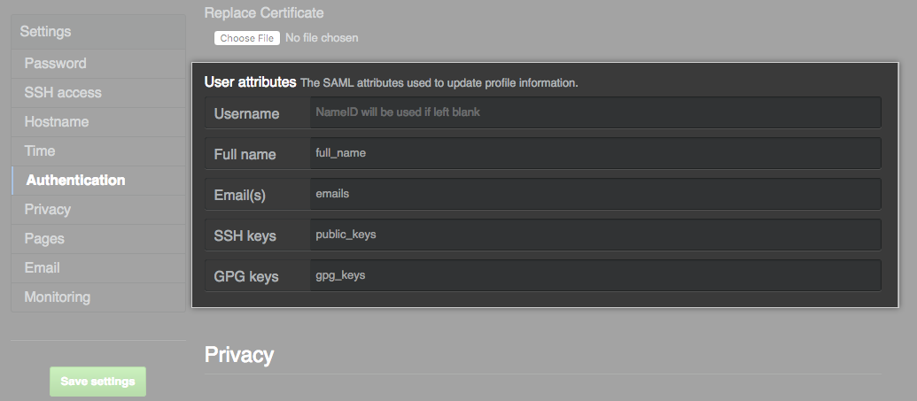 SAML attribute names