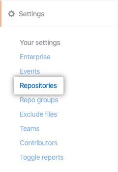 Registerkarte „Repositories“ (Repositorys)