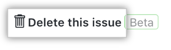 "Delete this issue" text highlighted on bottom of the issue page's right side bar