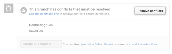 resolve merge conflicts button