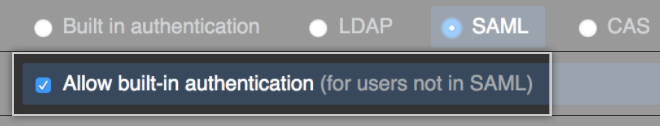 Select SAML built-in authentication checkbox