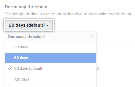 The Dormancy threshold drop-down menu