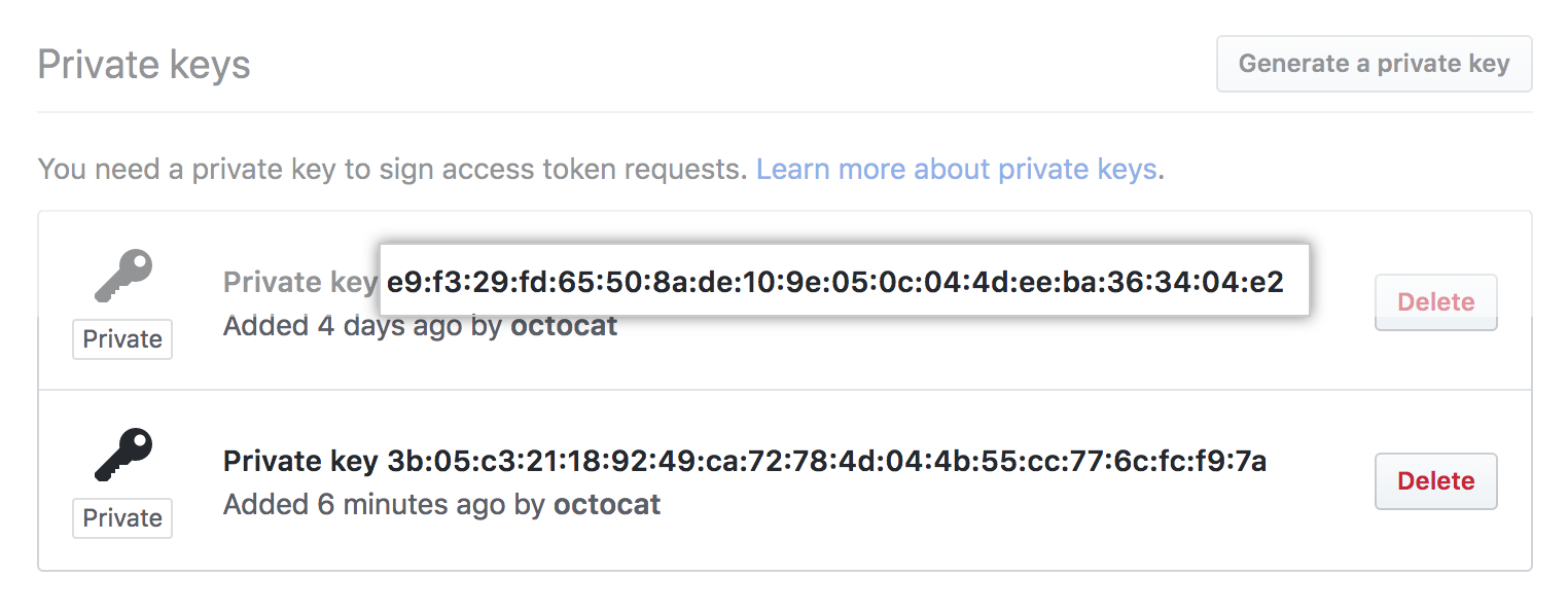 Private key fingerprint