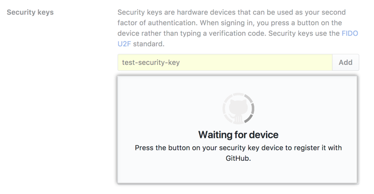 Prompt for a FIDO U2F device