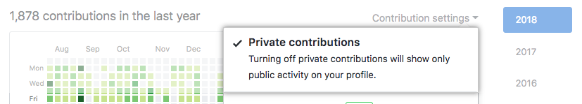 Enable visitors to see private contributions from contribution settings drop-down menu