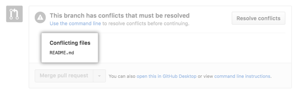 merge conflict error message