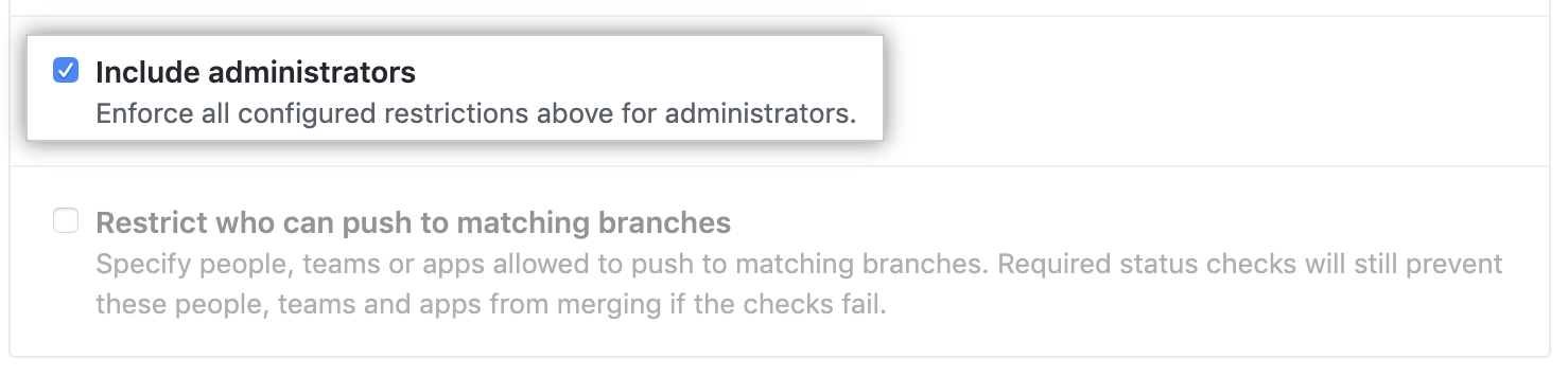 Include administrators checkbox