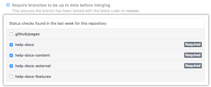 List of available status checks