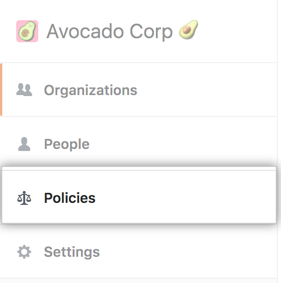 Policies tab in the enterprise account sidebar