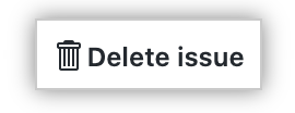 "Delete issue" text highlighted on bottom of the issue page's right side bar