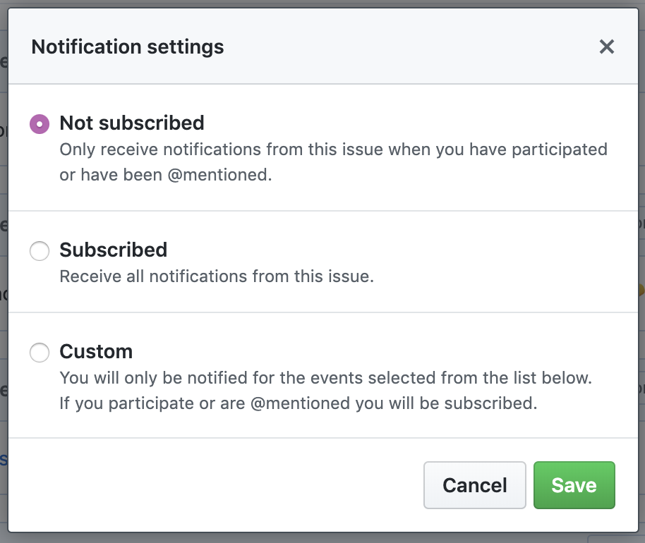 Conversation Subscribe options list