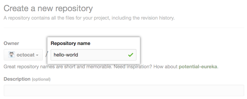 Campo Create repository (Criar repositório)