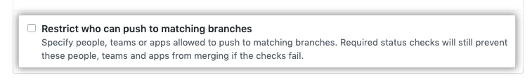 Branch restriction checkbox