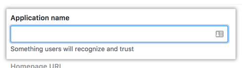 Field for the name of your app