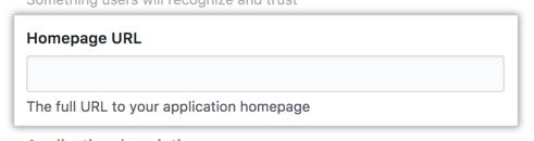Field for the homepage URL of your app
