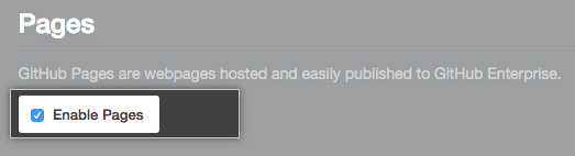 GitHub Pages checkbox