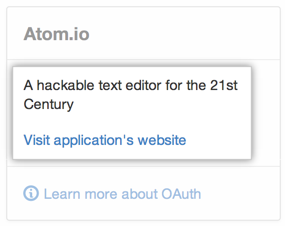 Oauth application information and website