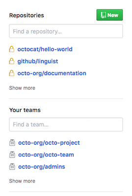 list of repositories and teams from different organizations