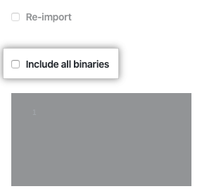 Include all binaries checkbox