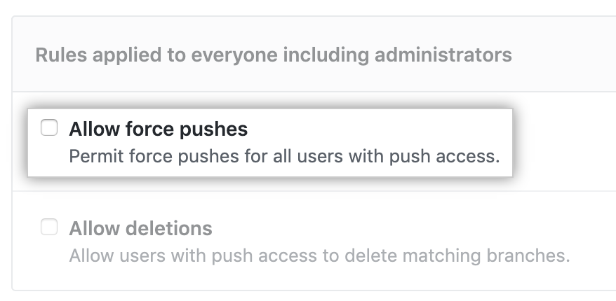 Allow force pushes option